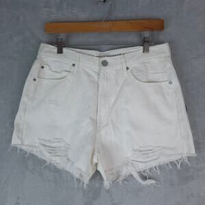 Articles of Society Shorts‎ Womens 29 White Cotton Distressed Cut Off 4" Inseam